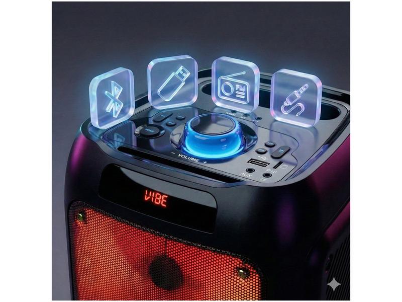 Caixa de Som Amplificada Bluetooth Vivensis Vibe Sound V7 Fire